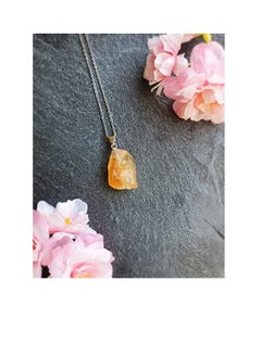 REBUY REBUY Citrine Pendant Handmade Natural Irregular Crystal Raw Gemstone Pendant Necklace  - Image 3