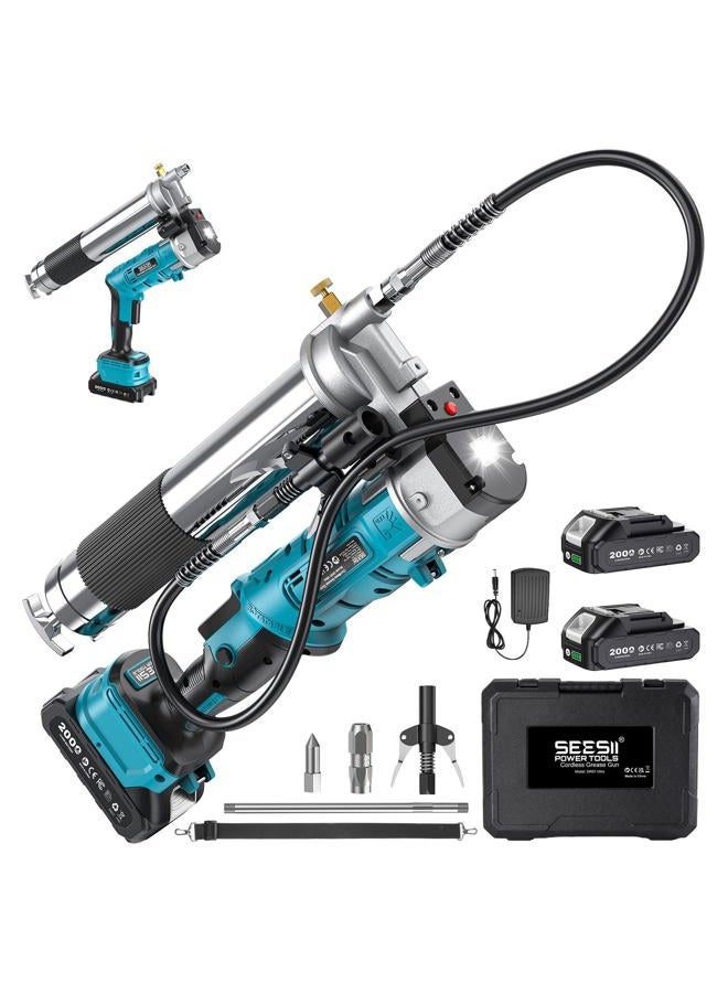 Seesii Grease Gun, Innovative 2-in-1 Easy-to-Use Electric Grease Gun, 5.3 oz/min 12,000 PSI High-Efficiency Battery Powered Grease Gun Kit, Cordless Grease Gun with 2*2.0AH Batteries and Charger, B003 - Image 1