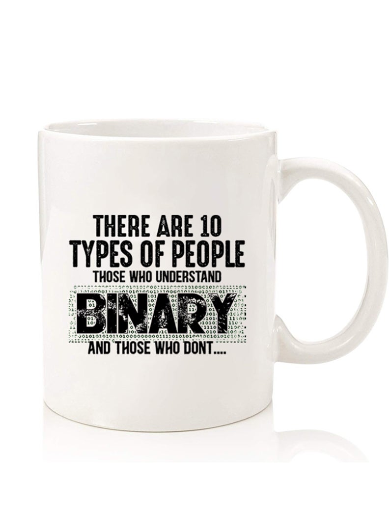 Theodor Premium Quality Two Sided Printed Coffee Mug Tea Cup For Home Office, Kids Men Women Binary Black - Image 1