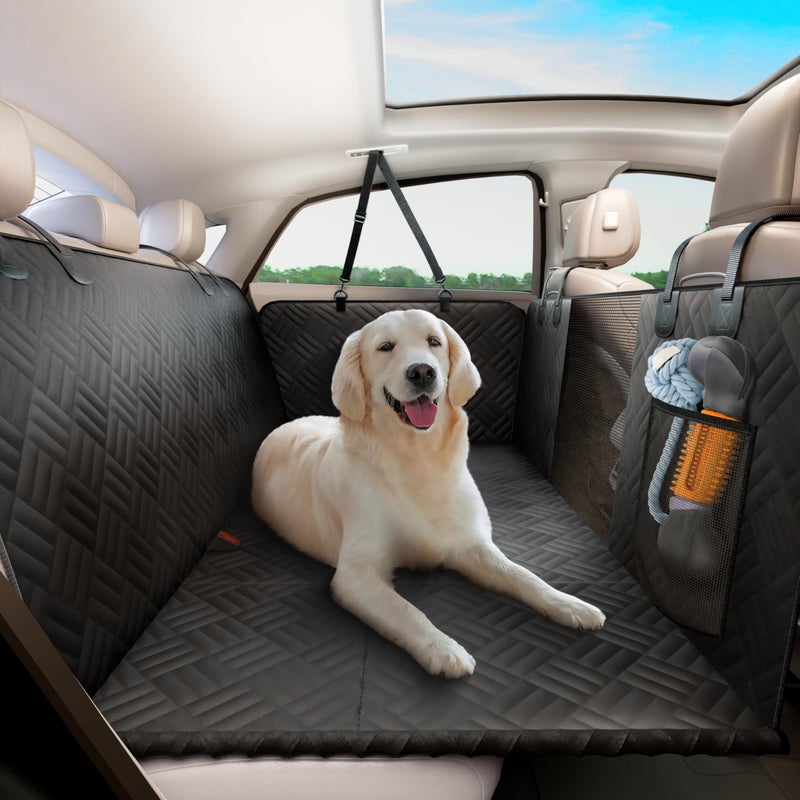 ELLINI Dog Car Seat Cover for Back Seat, Hard Bottom Back Seat Extender for Dogs, Holds 400lbs, 600D Heavy Duty Scratch-Proof Waterproof Dog Hammock for Car, SUV - Image 1