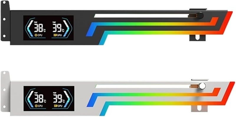 Compatible for ARGB Graphics Card Bracket Temperature Display Aura SYNC VGA Holder(Z-X6 White) - Image 2
