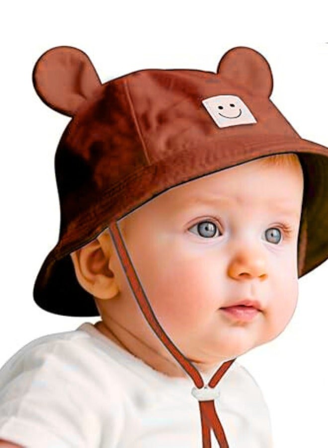 Chase Up Baby Sun Hat, Toddler Bucket Hat for Baby Boys and Girls, Kids Wide Brim Sun Hats Cap 3-12 Months, Sun Protection Summer Beige - Image 2
