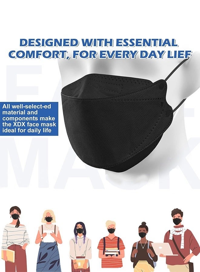 20 PCS Black Disposable Face Masks, 4-Layer Individually Wrapped Adult Masks with Elastic Ear Loops, Breathable & Comfortable for Daily Use, Office & Outdoor - Image 5