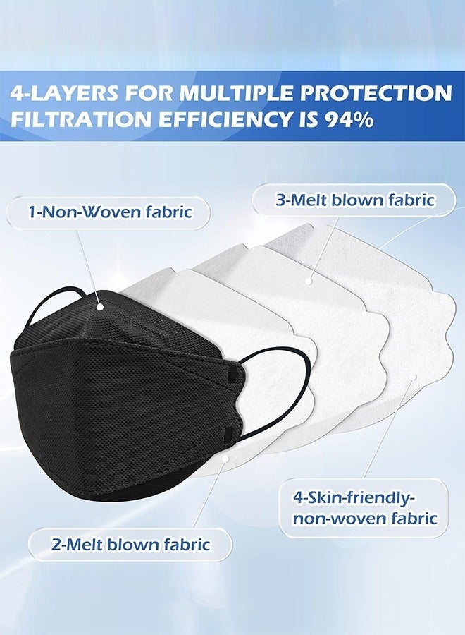 20 PCS Black Disposable Face Masks, 4-Layer Individually Wrapped Adult Masks with Elastic Ear Loops, Breathable & Comfortable for Daily Use, Office & Outdoor - Image 3
