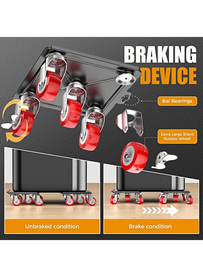 Heavy Duty 1500LBS Furniture Dolly & Movers with 5X 360° Wheels - Carbon Steel Panel & Non-Slip Rubber Casters, Includes Lifter Jacks, Gliders for Sofa, Refrigerator (5.4 Inch, Red) - Image 5
