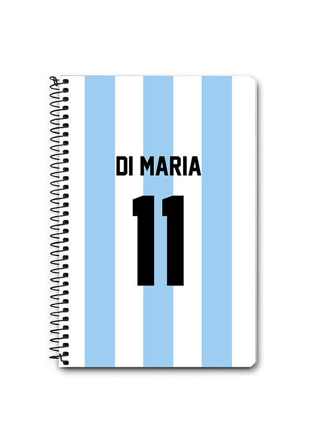 Designer A5 Spiral Notebook Memo Notepad Journal - Football Team - Argentina Player Name - Di Maria