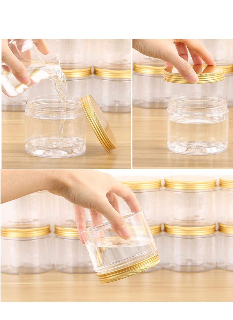 ALSAQER Sett of 12 pcs - (250ml) Spice Storage Empty Bottle Refillable Clear Jar/Food Container/Plastic Pet Jars/Cansister Plastic Bottle with Metal Gold Lids  - Image 5