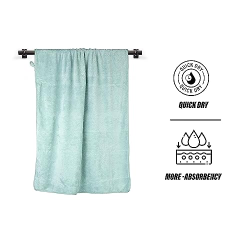 Glivary Microfiber Large 300 TC Bath Towels | (70X140) Extra Soft Plush & Quick Dry High Absorbency Large Size Towels For Bathing (Pista Green) - Image 2