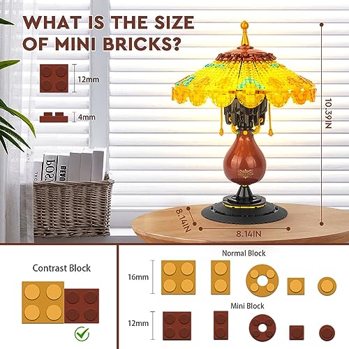 Vziimo Ideas Table Lamp Mini Building Block Set, Creative Retro-Style Table Lamp Model, Collection Home Décor Birthday for Adults Teens 14+ (804 Pieces) - Image 2