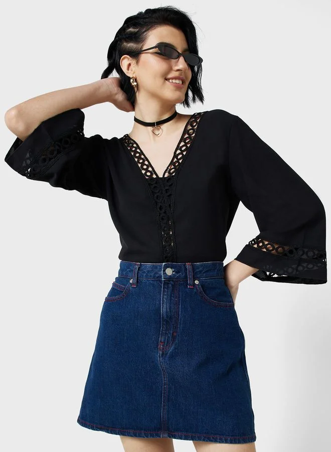 Ginger V Neck Crochet Top