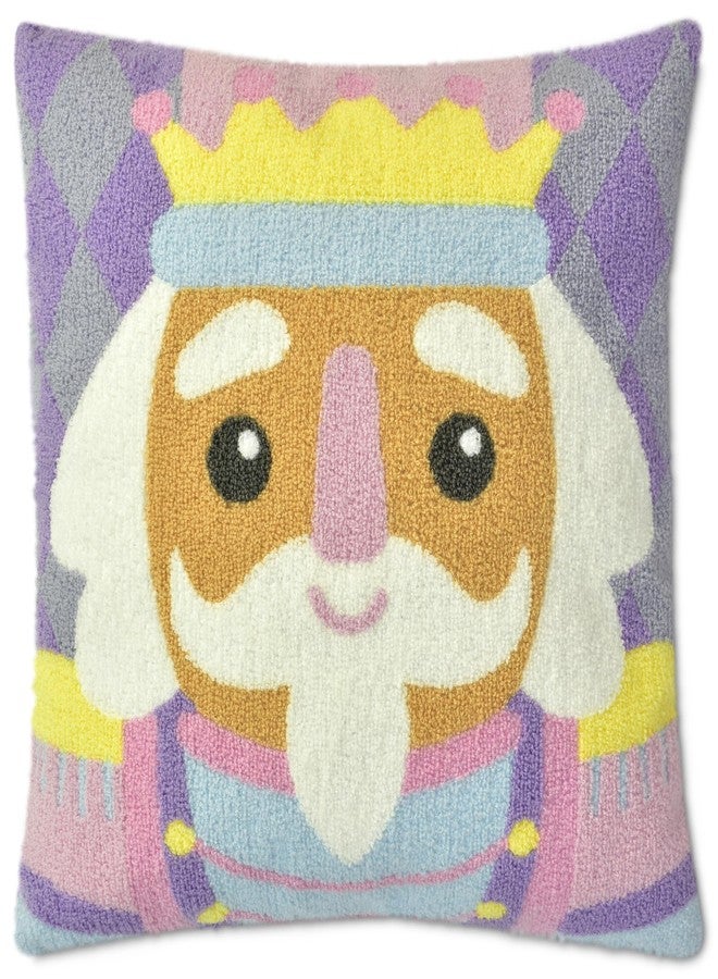 iscream Nutcracker Ballet 14" x 14" Chenille and Fleece Holiday Accent Pillow - Image 1