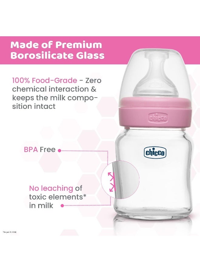 Chicco Well-Being Glass Feeding Bottle (120ml, Slow Flow) - Image 3
