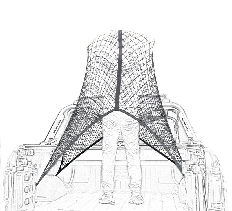 SENYAZON Highly Elastic Cargo Net, Simple Truck Bed Cargo Mesh Organizer, Suitable for Daily Light Loads of Trucks, 4'x4' Stretches to 7'x7' (Single Layer) - Image 1