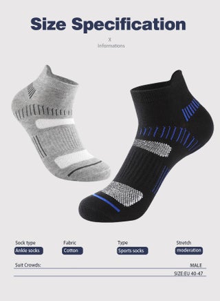 Mens Athletic Socks (5-Pack) - Low Cut, Sweat-Wicking, Odour-Resistant, All-Season Comfort - Ideal for Active Lifestyles, Running & Everyday Wear - Ultimate Socks for Men Collection - view 3