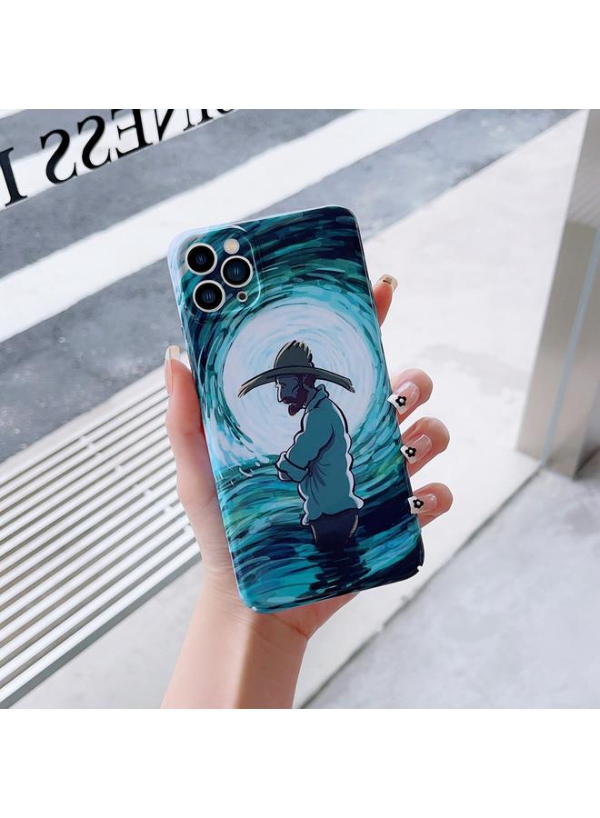 زبون جراب لهاتف iPhone 11 من الكمبيوتر الشخصي بنمط رسم زيتي وثقوب دقيقة - Image 1