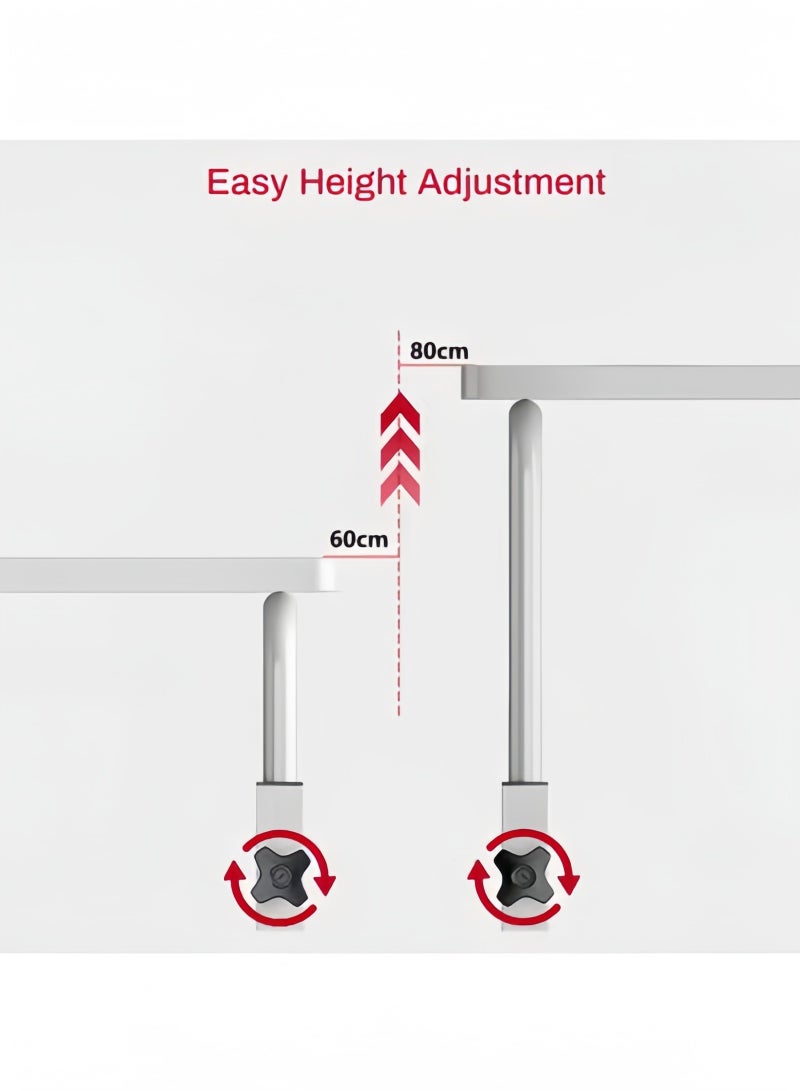 GGEROU Bedside Laptop Table 60-80cm Height Adjustable Desks Laptop Support Standing Desk,with Wooden Tabletop and Roller Adjustable Bedside Sofa Cart Tray,Computer Coffee Table White - Image 4
