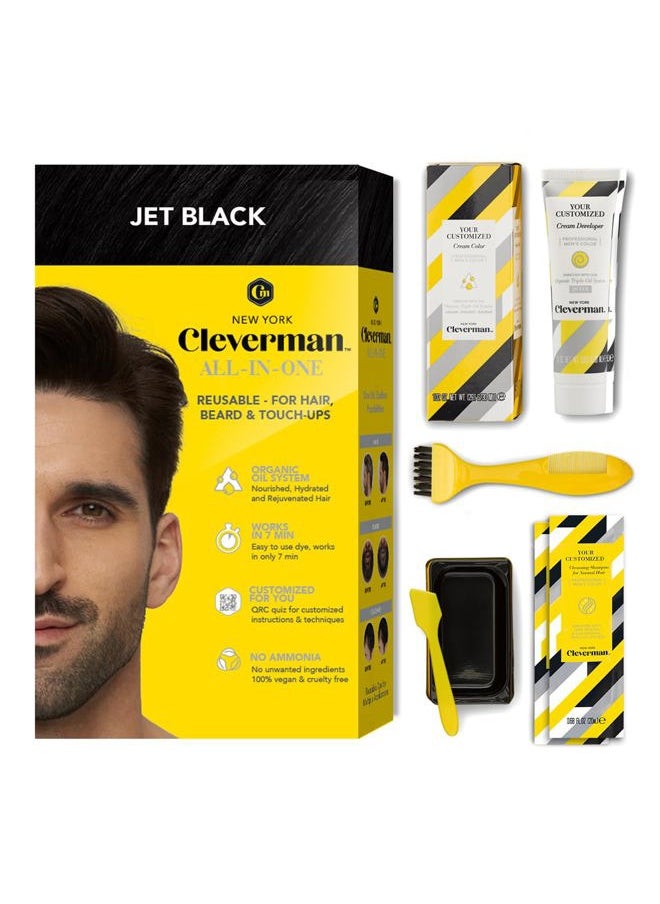 CLEVERMAN - Jet Black Hair & Beard Dye for Men, All-in-One Reusable Kit - Permanent, Ammonia-Free, Professional-Quality and Natural-Looking Gray Coverage for Hair, Beard & Mustache - Image 1