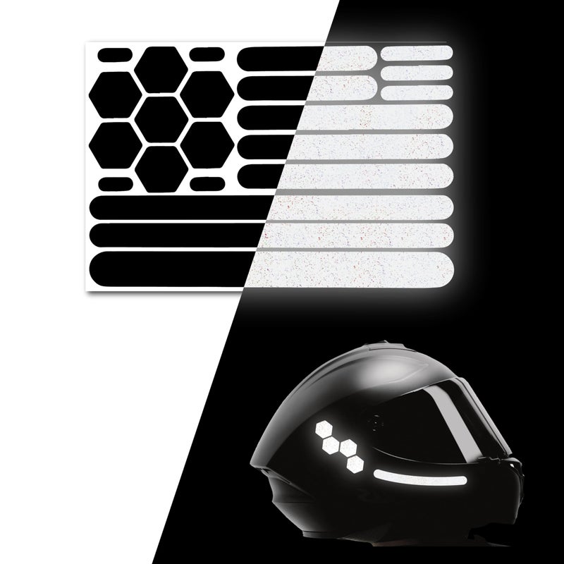 Elos ELOS Reflective Gear 3M Reflective Black Stickers  Reflective Helmet Tape Motorcycle Reflective Tape Hi Viz Stickers for Helmets  Discreet Black Until Light Hits It Regular Style 2 Count