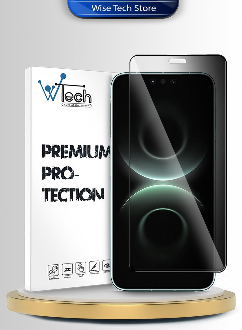 دبليو تيك واقي شاشة زجاجي مقسّى كامل الغطاء لهواوي ميت 80 برو ماكس 5G 2025 سلسلة بريميوم E2E - شفاف/أسود - Image 1