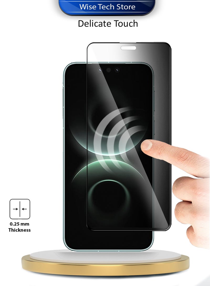 دبليو تيك واقي شاشة زجاجي مقسّى كامل الغطاء لهواوي ميت 80 برو ماكس 5G 2025 سلسلة بريميوم E2E - شفاف/أسود - Image 4