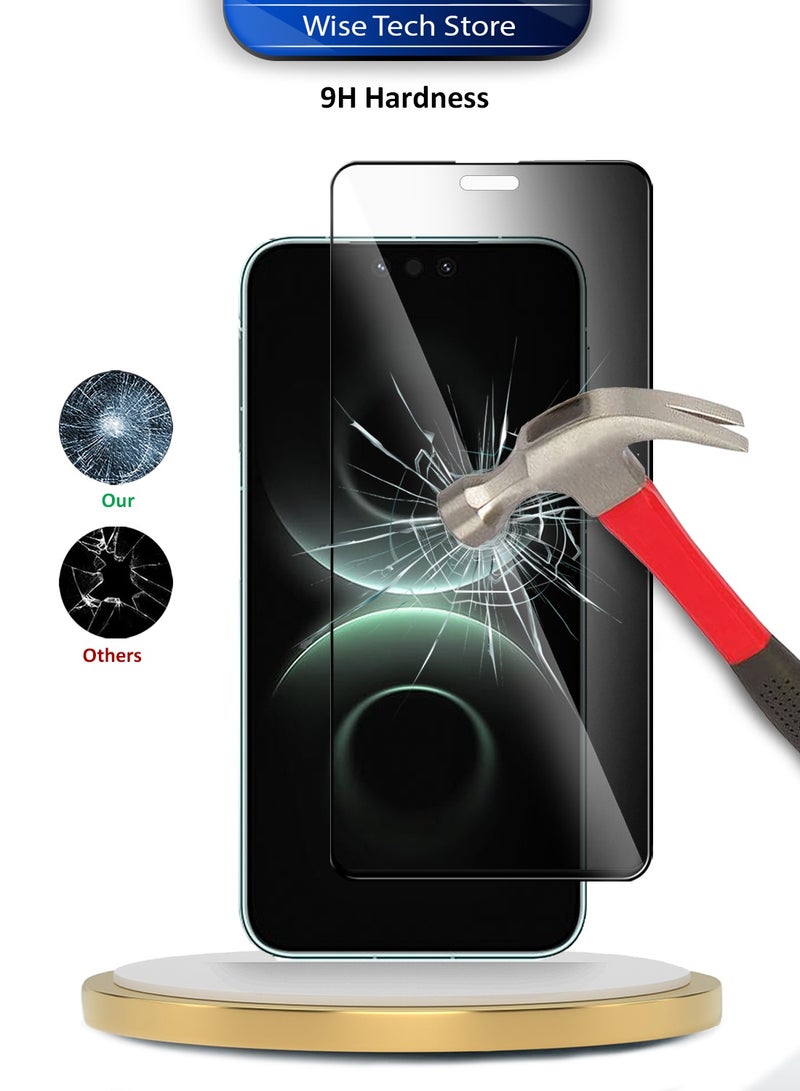 دبليو تيك واقي شاشة زجاجي مقسّى كامل الغطاء لهواوي ميت 80 برو ماكس 5G 2025 سلسلة بريميوم E2E - شفاف/أسود - Image 3