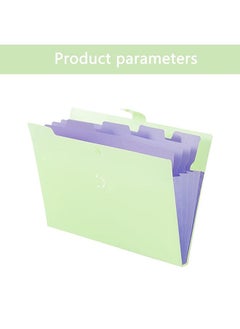 Generic A4 Paper Expanding File Folder with 32 Labels 5 Pockets Cute Folders Green  - Image 2