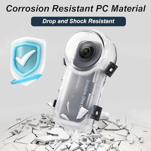 Sruim حافظة الغوص غير المرئية Insta 360 X4، حافظة مقاومة للماء حتى 50م (164 قدم) لحماية الغوص لـ Insta360 X4 مع ملحقات الحامل - Image 3
