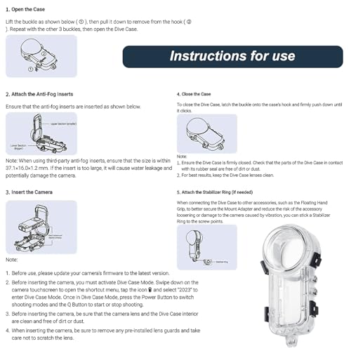 Sruim حافظة الغوص غير المرئية Insta 360 X4، حافظة مقاومة للماء حتى 50م (164 قدم) لحماية الغوص لـ Insta360 X4 مع ملحقات الحامل - Image 5