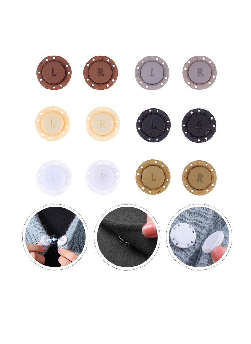 6 Pairs Magnetic Coat Buttons Invisible Hidden Sewing Button with Magnets Inside for Jacket Suitcase Bag Pajamas Buckle Style 1