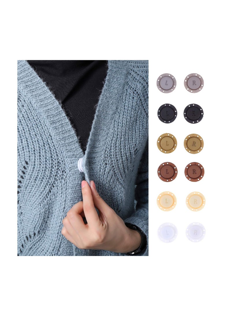 6 Pairs Magnetic Coat Buttons Invisible Hidden Sewing Button with Magnets Inside for Jacket Suitcase Bag Pajamas Buckle Style 1