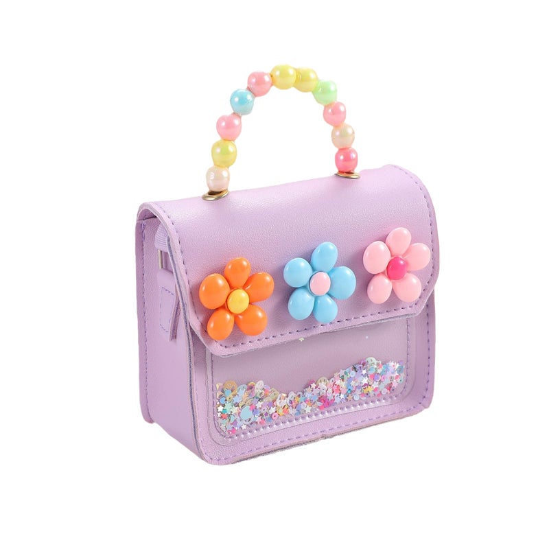 Dhshrxd Girls Toddler Purse Flower Kids Purse Little Girl Crossbody Bag Birthday Gifts for 3-8 Year Old (Purple) - Image 1