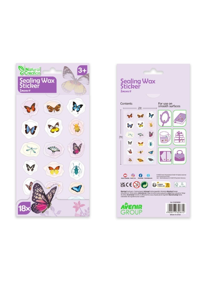 Avenir Sealing Wax Stickers 10 pack -  Insect  Multicolour | fabulous sealing wax stickers showcasing a collection of space objects | Ages3+ - Image 1