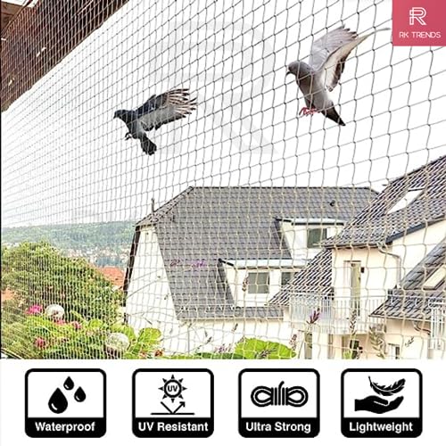 RK Trends Bird Net/Anti Bird Net/Pigeon Net/Garden Net/Bird Control Net UV Stabilised HDPE Monofilament Netting Solution (White, 10 x 50). - Image 3