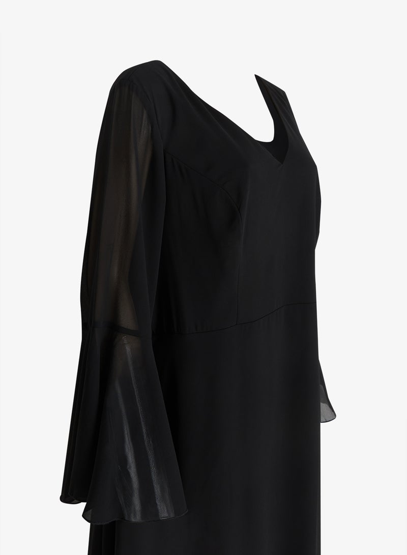 Ella Plus Plus Size A-line Dress With Sheer Sleeves - Image 3