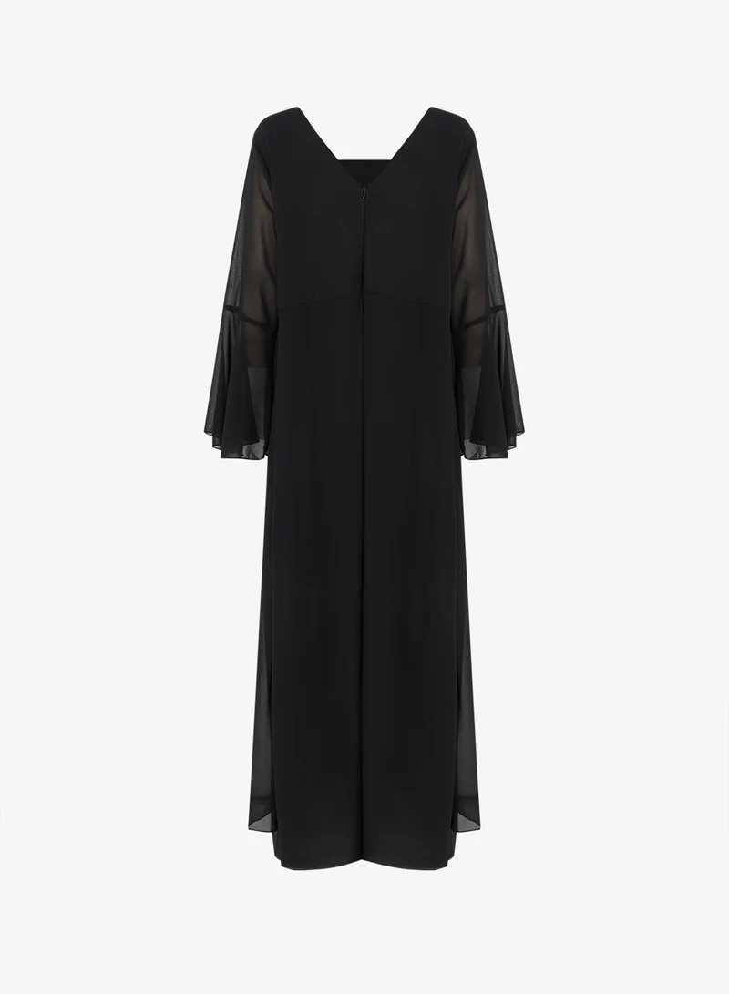 Ella Plus Plus Size A-line Dress With Sheer Sleeves