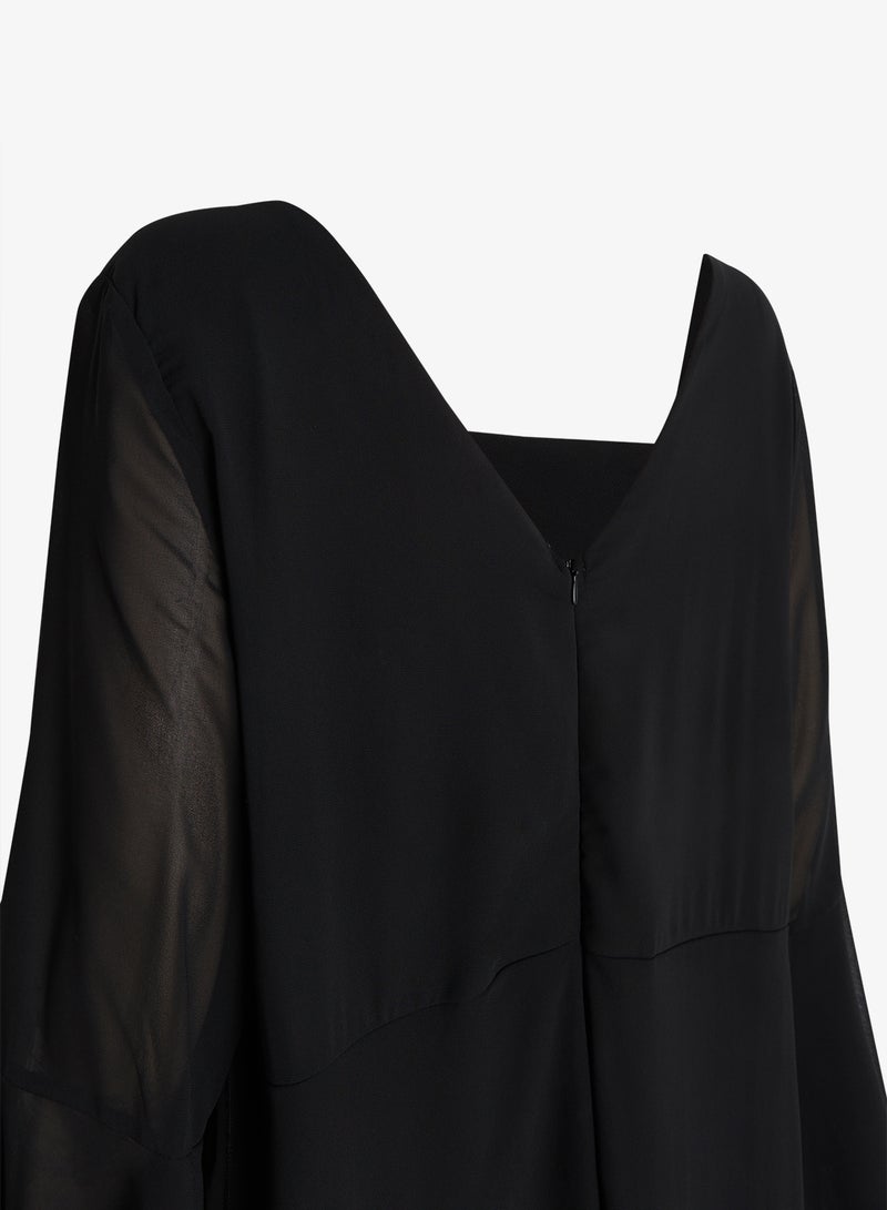Ella Plus Plus Size A-line Dress With Sheer Sleeves - Image 4