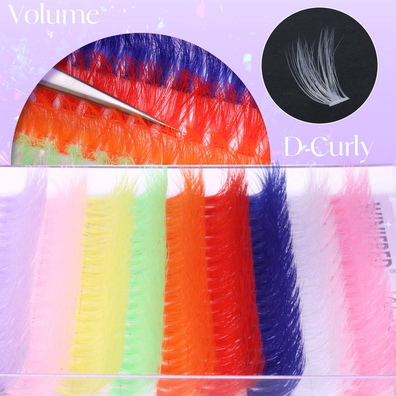 Winifred Colored Lash Clusters Eyelash Clusters D Curvature Eyelash Extensions 16MM Mixed Colorful Individual Lashes 80D Pink White Green Yellow Purple Blue Red DIY Rainbow Lash Extension by Winifred - Image 3
