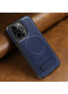 Color Fans For iPhone 14 Pro Max Case Compatible with MagSafe Slim-Fit PU Leather Coated TPU + PC Shell - Sapphire  - Image 2