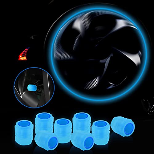 Careflection Luminous Wheels Tire Valve Stem - Glow at Night, Air Caps Cover Fluorescent, Illuminated Auto Car Wheel Valve Stem Caps for SUV, Motorcycles, Truck (8 PCS, Blue) - Image 1