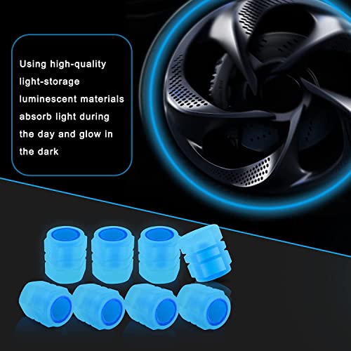 Careflection Luminous Wheels Tire Valve Stem - Glow at Night, Air Caps Cover Fluorescent, Illuminated Auto Car Wheel Valve Stem Caps for SUV, Motorcycles, Truck (8 PCS, Blue) - Image 4