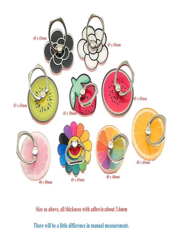 Ailifly Crystal Flower Fruit Shape Ring Stent 360°Rotation Finger Ring Grip Cell Phone Ring Holder Stand (Strawberry) - Image 2