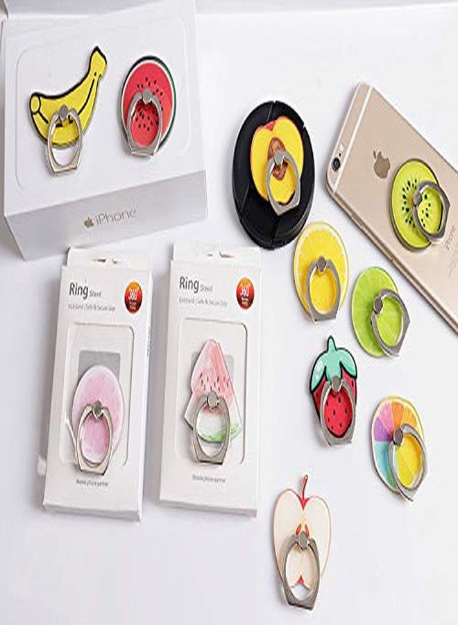 Ailifly Crystal Flower Fruit Shape Ring Stent 360°Rotation Finger Ring Grip Cell Phone Ring Holder Stand (Strawberry) - Image 4