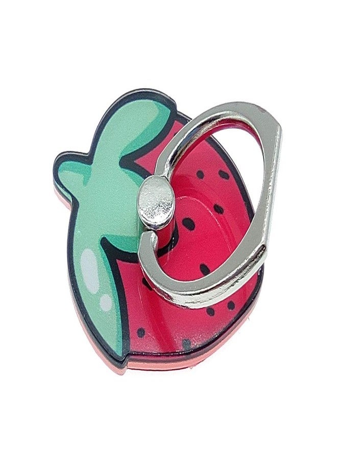 Ailifly Crystal Flower Fruit Shape Ring Stent 360°Rotation Finger Ring Grip Cell Phone Ring Holder Stand (Strawberry) - Image 1
