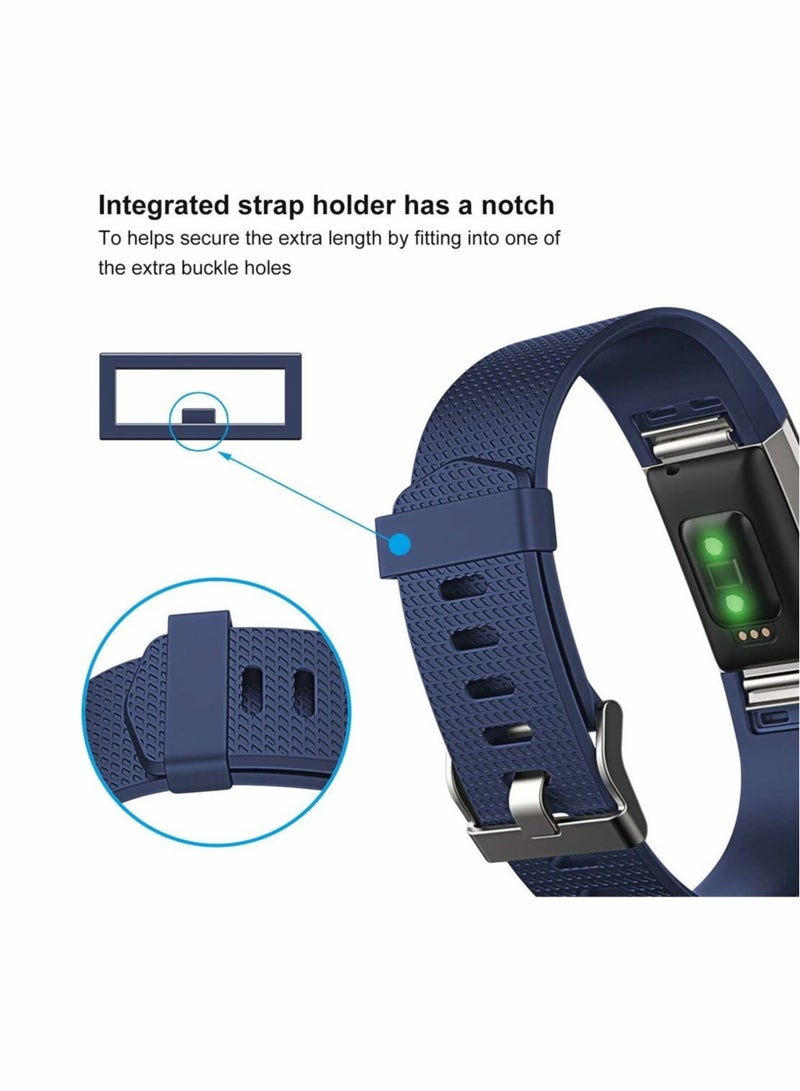 Captaintech 3 Pack Waterproof Bands Compatible with for Fitbit Charge 2, Classic and Special Edition Replacement Bands for Fitbit Charge 2, Silicone Wristbands for Women Men (Black, Gray, Dark Blue) - Image 2
