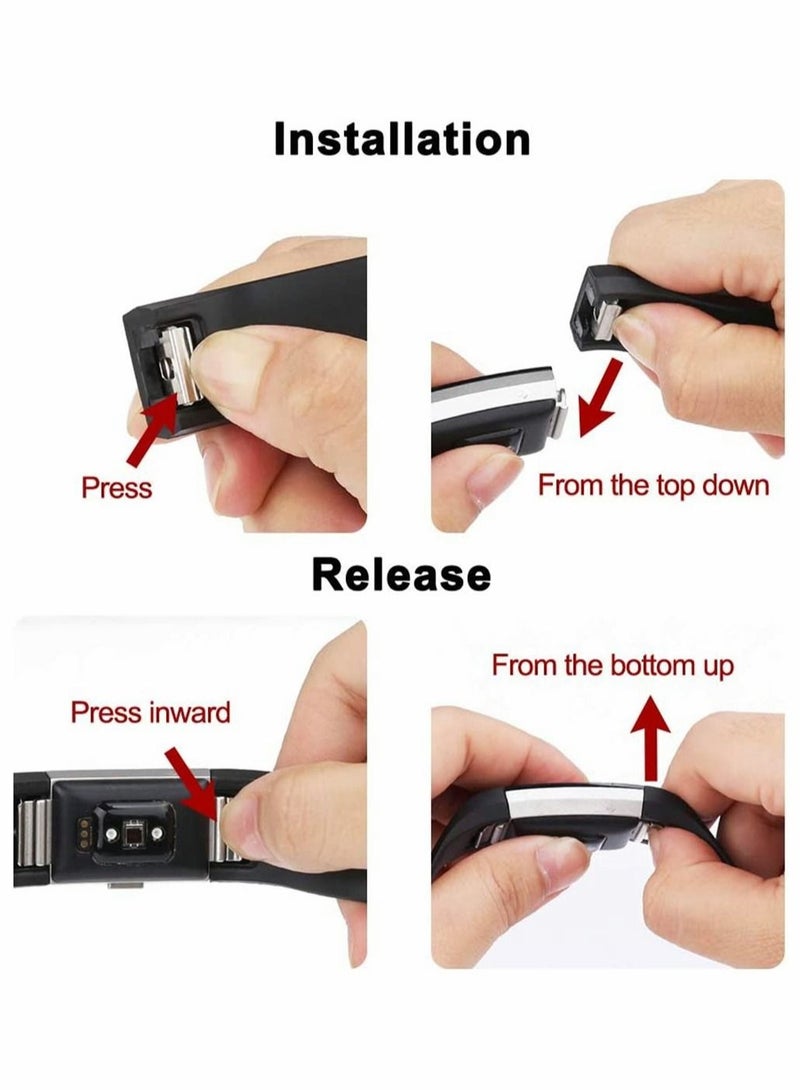 Captaintech 3 Pack Waterproof Bands Compatible with for Fitbit Charge 2, Classic and Special Edition Replacement Bands for Fitbit Charge 2, Silicone Wristbands for Women Men (Black, Gray, Dark Blue) - Image 5