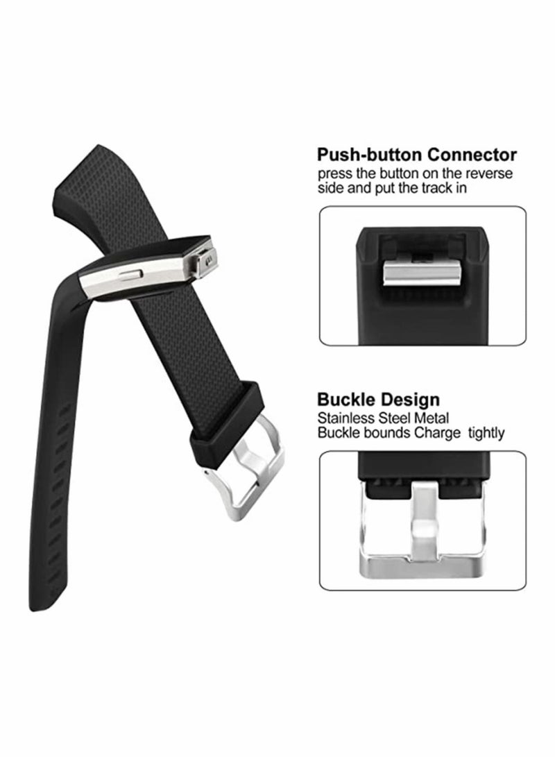 Captaintech 3 Pack Waterproof Bands Compatible with for Fitbit Charge 2, Classic and Special Edition Replacement Bands for Fitbit Charge 2, Silicone Wristbands for Women Men (Black, Gray, Dark Blue) - Image 3