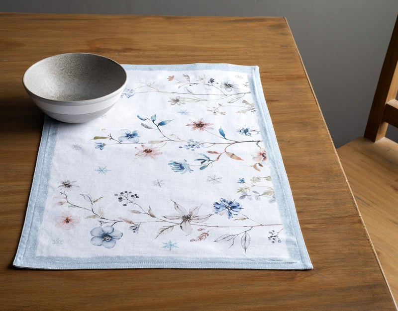 Maison d' Hermine Placemats 100% Cotton Decorative Cloth Place Mat Washable Dinner Placemat  Holiday  Dinner  Wedding & Dining  Ice Florals - Thanksgiving/Christmas (Set of 4) - Image 5