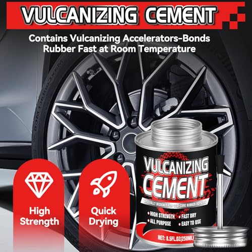 Vigorder Chemical Vulcanizing Cement – Fast Dry Rubber Cement, All Purpose Tire Repair Glue, Tire Patch Kit with Brush – 8.5 FL.Oz for Car, Motorcycle, Bike (Rubber) - Image 3