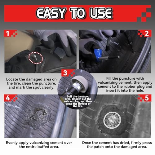 Vigorder Chemical Vulcanizing Cement – Fast Dry Rubber Cement, All Purpose Tire Repair Glue, Tire Patch Kit with Brush – 8.5 FL.Oz for Car, Motorcycle, Bike (Rubber) - Image 4