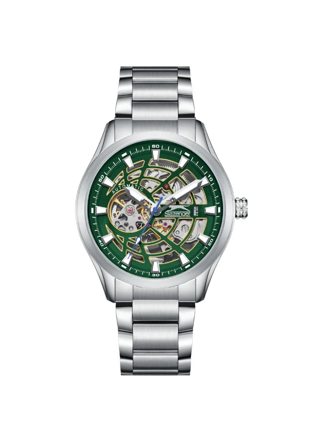 Slazenger Men's Automatic  Display Watch With Silver Metal Strap - SL.9.2411.1.01